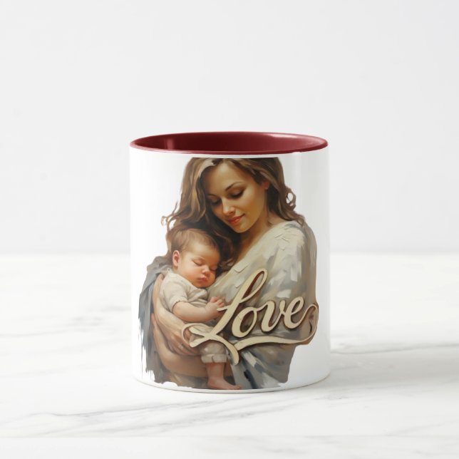 Tender Mother Baby Love Script Mug (Center)