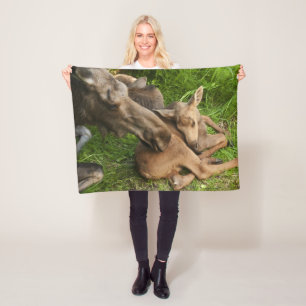 Tender Mother Moose Fleece Blanket