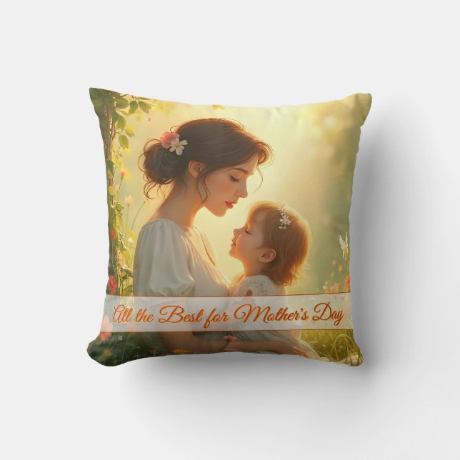 Tender Motherly Love in Blooming Light Cushion (Front)