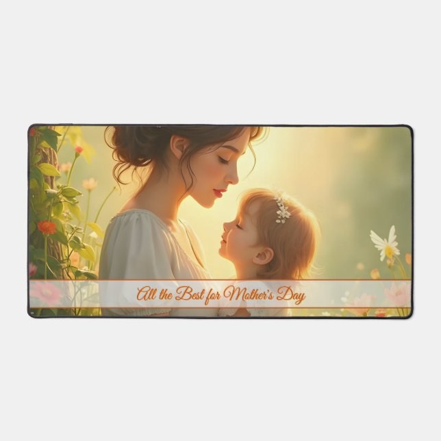 Tender Motherly Love in Blooming Light Desk Mat (Front)
