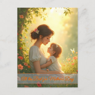 Tender Motherly Love in Blooming Light Holiday Postcard