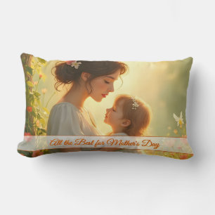 Tender Motherly Love in Blooming Light Lumbar Cushion