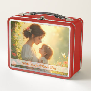 Tender Motherly Love in Blooming Light Metal Lunch Box