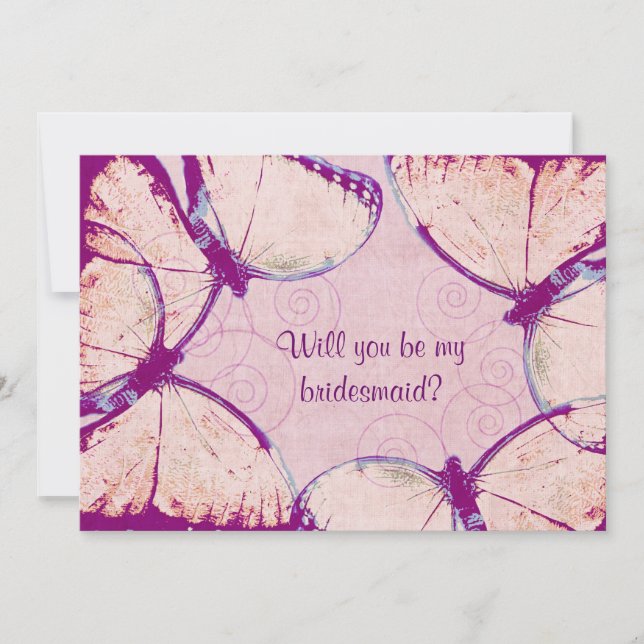 tender pink fluttering butterflies invitation (Front)