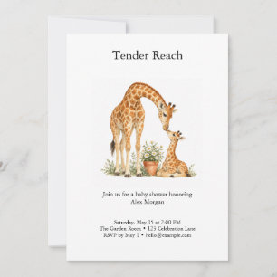 Tender Reach Giraffe Baby Shower Invitation