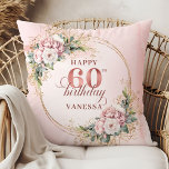 Tender Rose Gold Floral Greenery 60th birthday   Cushion<br><div class="desc">✅ For matching items search 36-60 in my collections ✅ Celebrate a special milestone with this elegant 60th birthday pillow featuring watercolor rose gold, dusty pink and blush pink flowers, eucalyptus greenery, and a shimmering gold frame. This boho floral design adds charm and warmth to any space. A beautiful keepsake...</div>