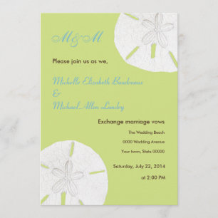 Tender Shoots Green Sand Dollar Wedding Invitation