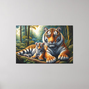 Tender Tigers Moment in Nature Painting Canvas Print