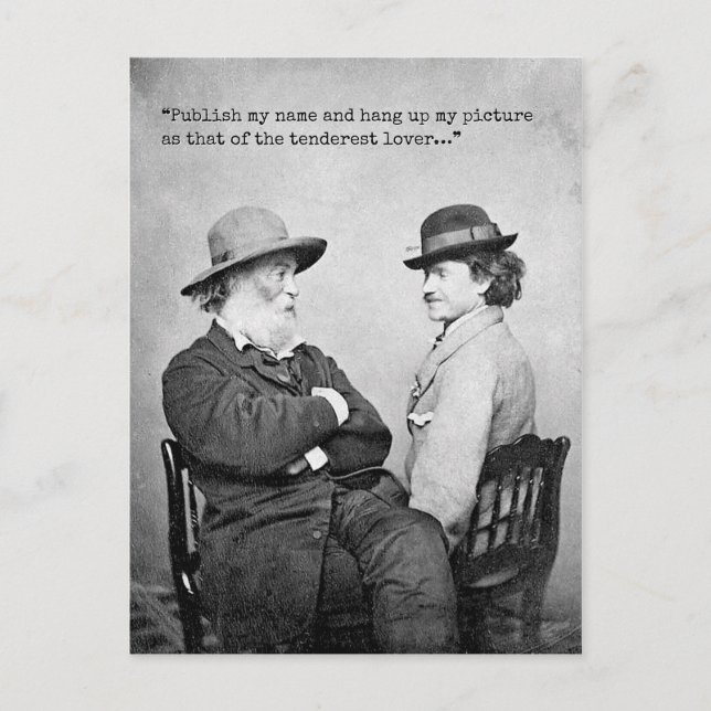 "Tenderest Lover" Walt Whitman and Peter Doyle Postcard (Front)