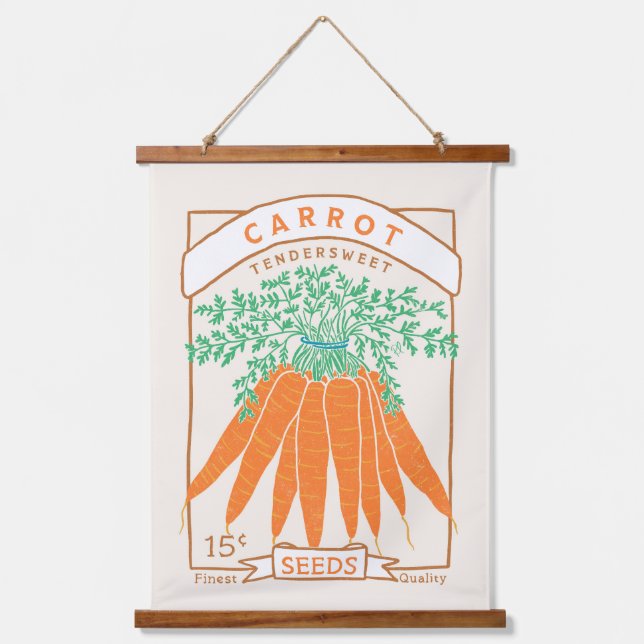 Tendersweet Carrot Seed Packet Hanging Tapestry  (Front)