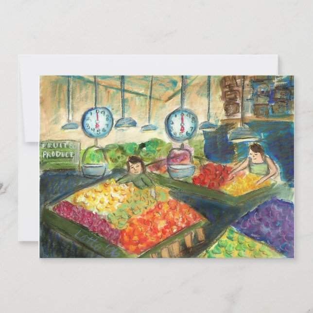 Tending the Produce Invites (Pike Place Seattle) (Front)