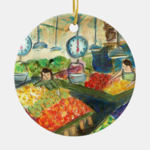 Tending the Produce Ornament (Pike Place Seattle)