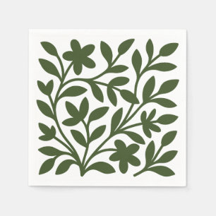 Tendril Garden Green Vine Floral Leaves Napkin