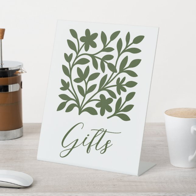 Tendril Garden Green Vine Floral Leaves Table Sign (In SItu)