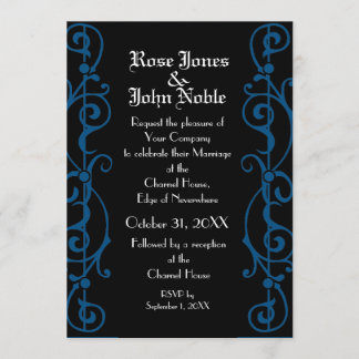 Tendrillon Ebony (Blue) Wedding Invitation