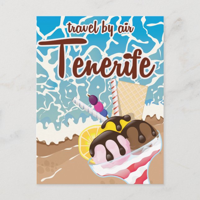 Tenerife ice cream cartoon travel poster postcard (Front)