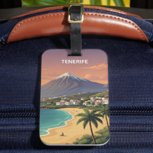 Tenerife Mount Teide Canary Island Vintage Travel Luggage Tag