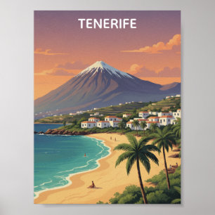 Tenerife Mount Teide Canary Island Vintage Travel Poster