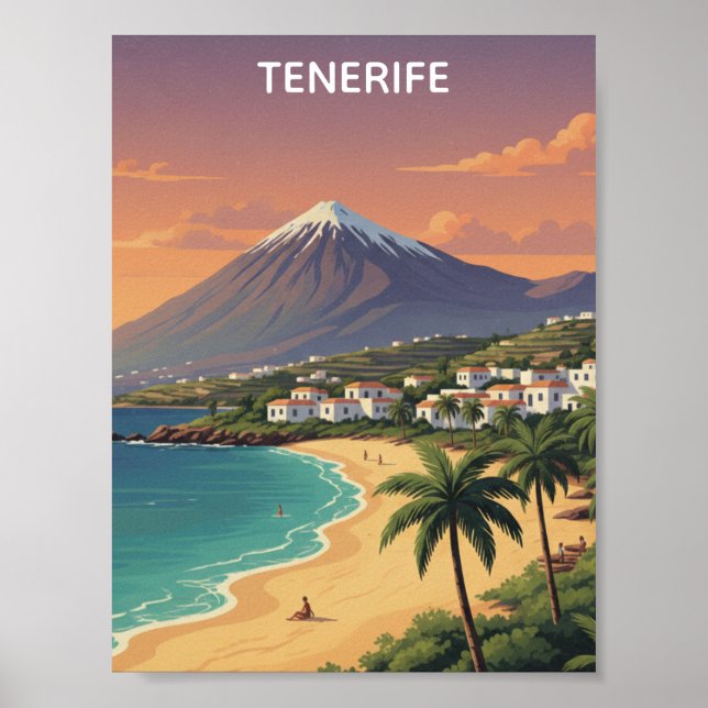 Tenerife Mount Teide Canary Island Vintage Travel Poster (Front)