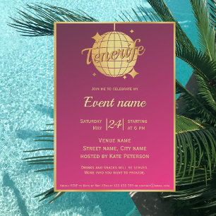 Tenerife Spain party pink fiesta event Invitation