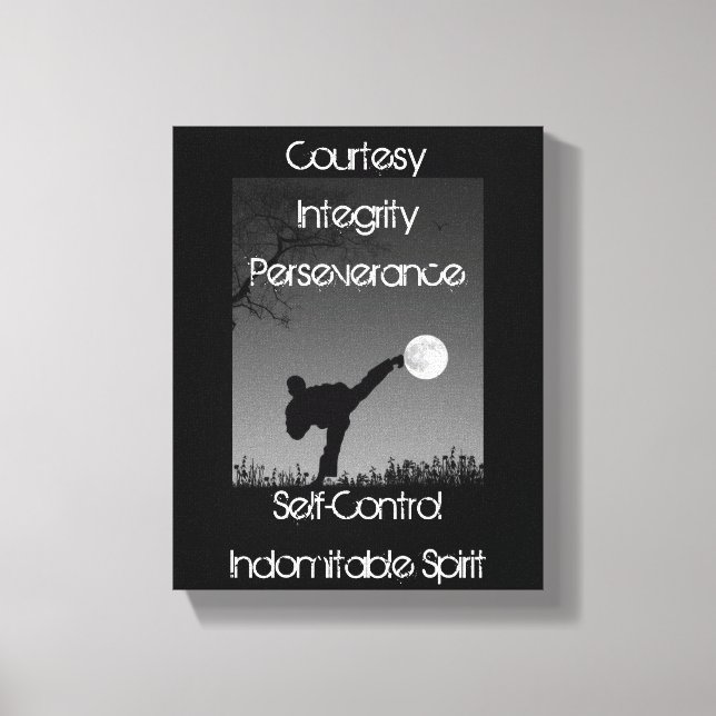 Tenets of Taekwondo Moon Kick Canvas Print (Front)
