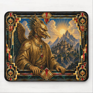 Tengu, Art Deco Mythical Mouse Pad