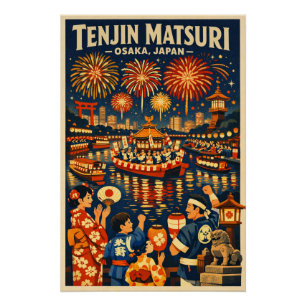 Tenjin Matsuri festival in Osaka, Japan travel Poster