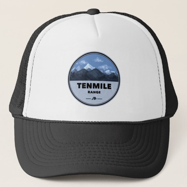 Tenmile Range Colorado Camping Trucker Hat (Front)