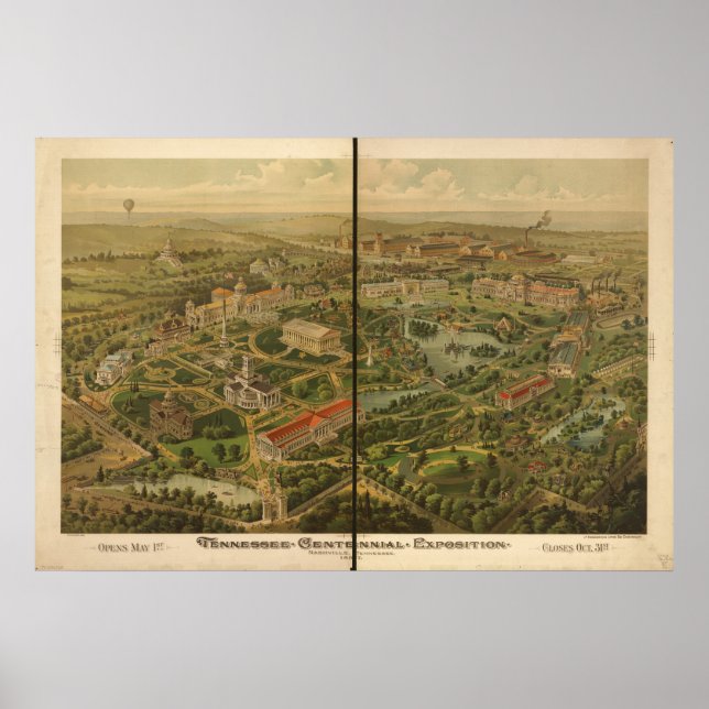 Tenn Centennial Expo 1897 Antique Panoramic Map Poster (Front)