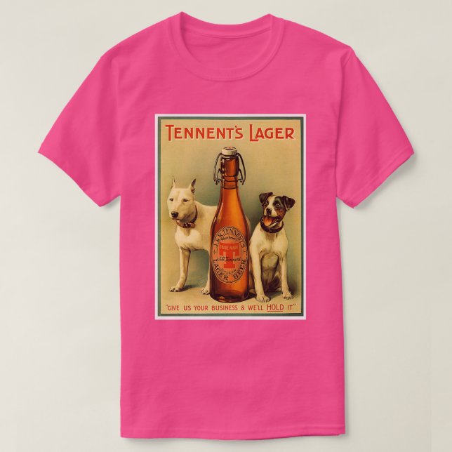 Tennents Vintage Lager Beer Advertising Print T-Shirt (Design Front)
