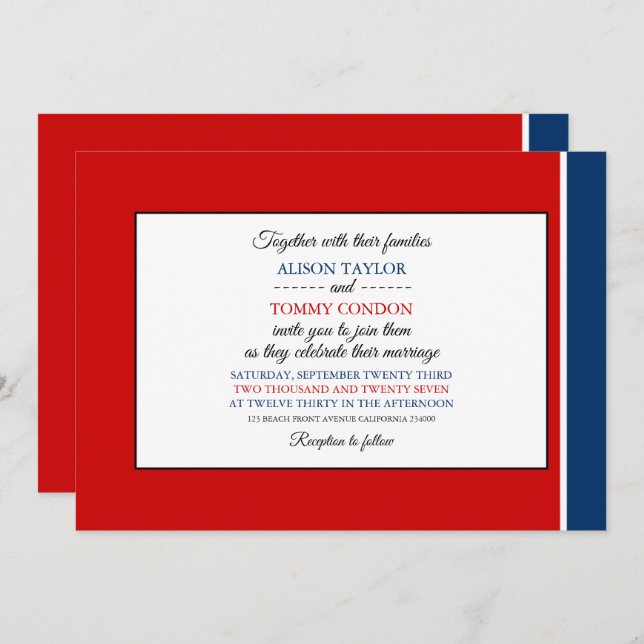 Tennessean Flag, Flag of Tennessee Wedding Invitation (Front/Back)