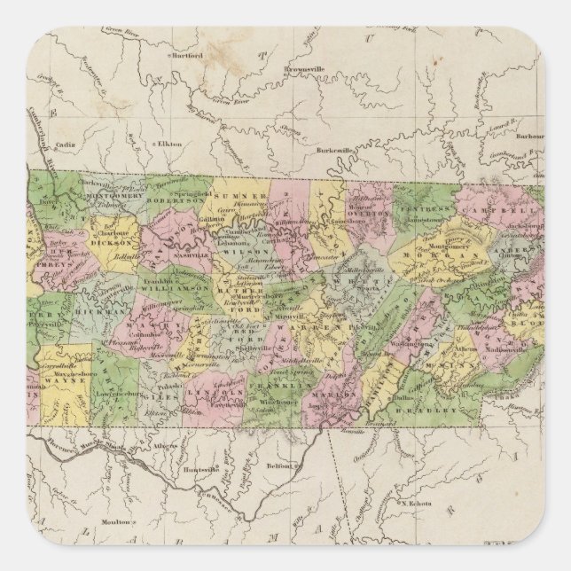 Tennessee 4 square sticker (Front)