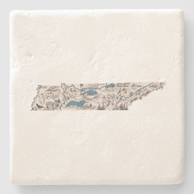 Tennessee Antique Picture Map Vintage State Chart Stone Coaster (Front)