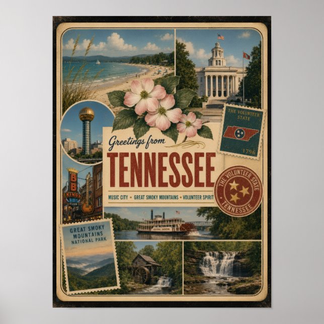 Tennessee Authentic Vintage Style Poster (Front)