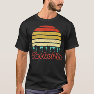 Tennessee City Skyline Art Vintage Retro Sunset Na T-Shirt