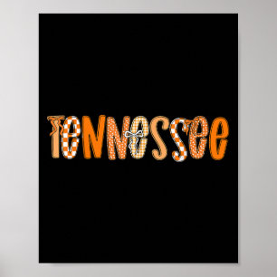 Tennessee Coquette Orange Chequered Bow Women Girl Poster