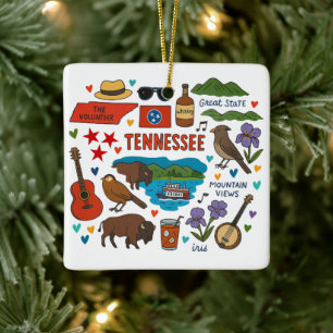Tennessee Custom Family Trip Keepsake Christmas Ceramic Ornament