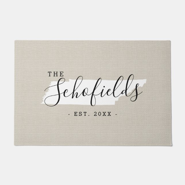 Tennessee Family Monogram State Doormat (Front)