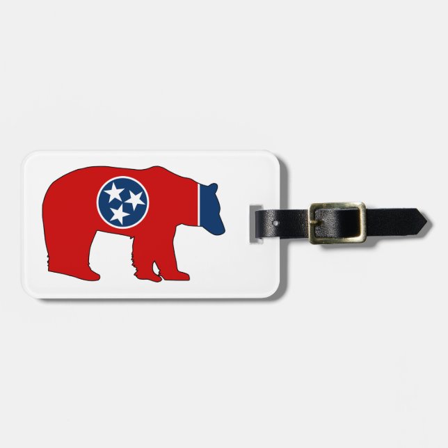 Tennessee Flag Bear Luggage Tag (Front Horizontal)
