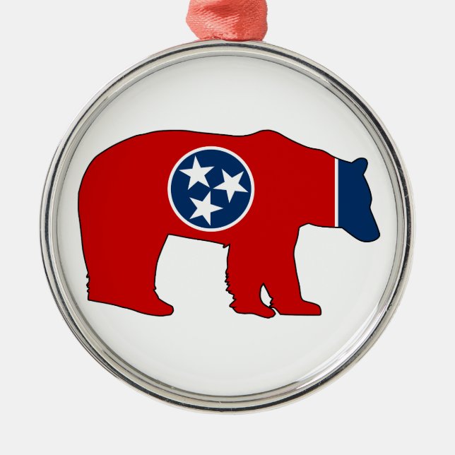 Tennessee Flag Bear Metal Tree Decoration (Front)
