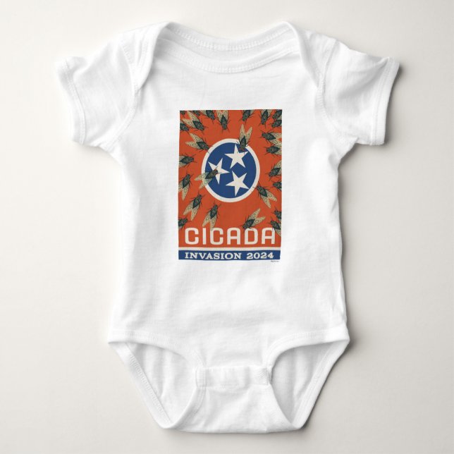 Tennessee Flag Cicada Invasion Baby Bodysuit (Front)