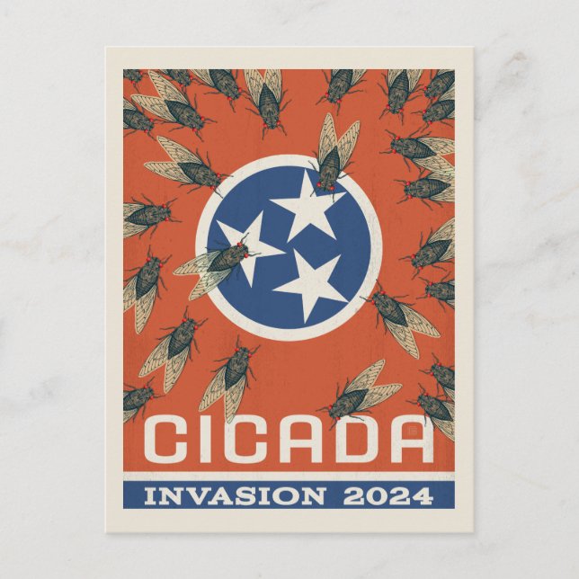 Tennessee Flag Cicada Invasion Postcard (Front)