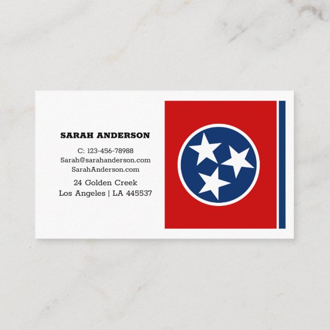 Tennessee Flag Elegant Business Cards / USA (Back)
