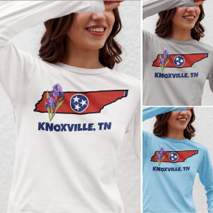 Tennessee Flag & Flower Purple Iris Custom Text T-Shirt