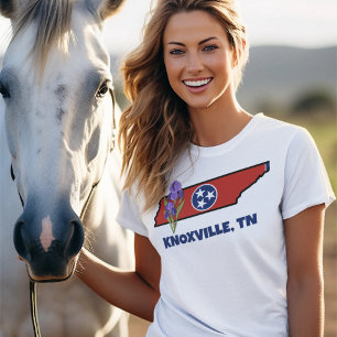 Tennessee Flag & Flower Purple Iris Custom Text T-Shirt