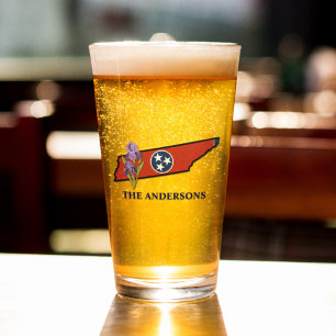 Tennessee Flag with State Flower Iris Custom Text Glass