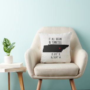 Tennessee GPS Coordinates with Heart Cushion