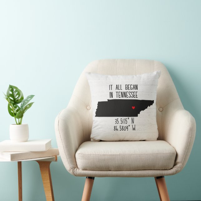 Tennessee GPS Coordinates with Heart Cushion (Chair)