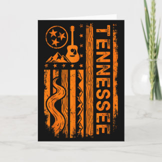 Tennessee Guitar Mountains Flag , Vintage State Pr Card