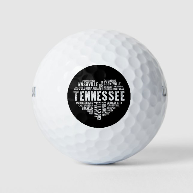 Tennessee Heart Love Knoxville Nashville Memphis Golf Balls (Front)